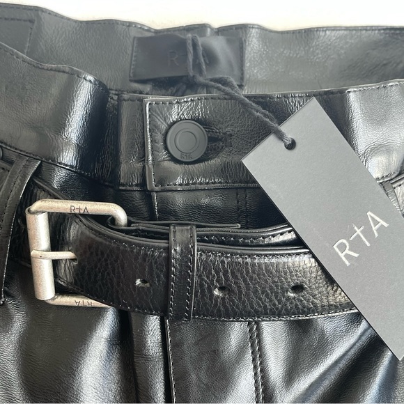 RtA belted leather straight trousers cropped - Picture 6 of 8